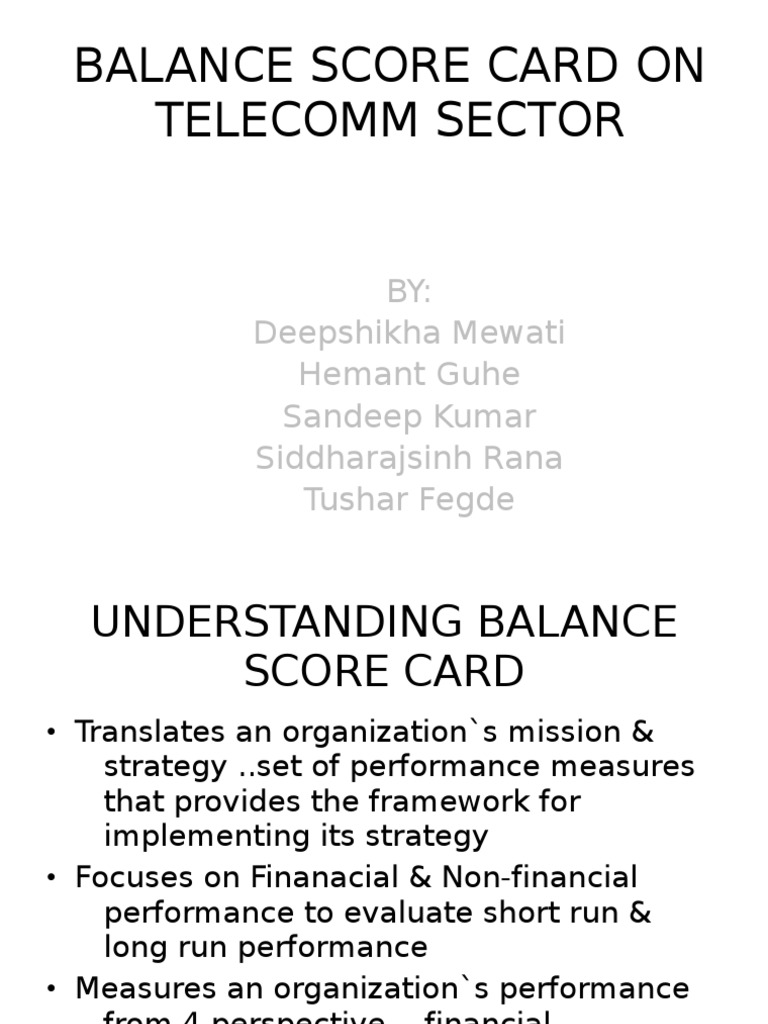 Balance Score Card On Telecomm Sector | PDF | 3 G | Telecommunication