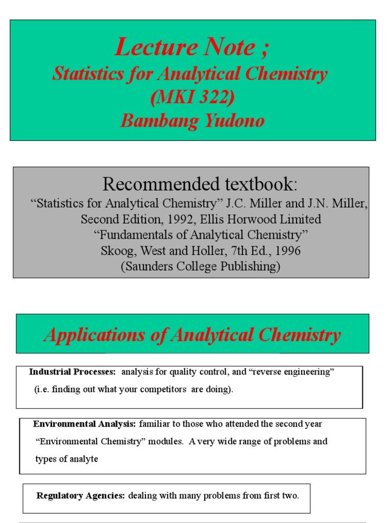 Statistical Methods in Analytical Chemistry | PDF | Confidence Interval ...