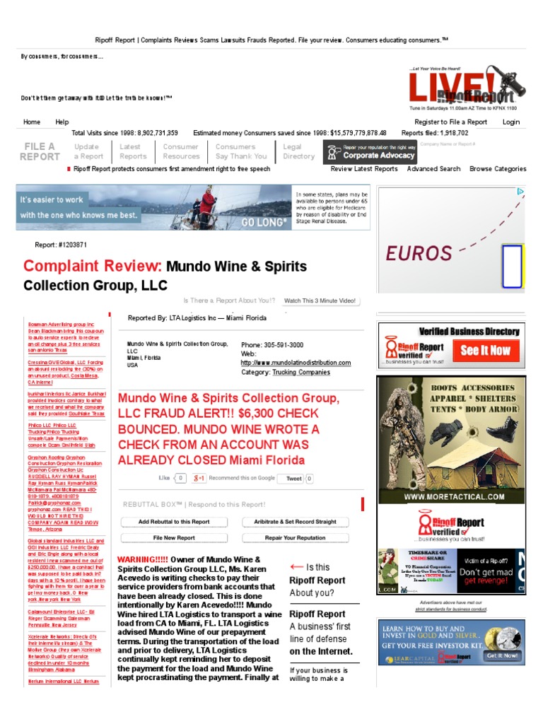 Ripoff Report - Mundo Wine & Spirits Collection Group, LLC Complaint ...