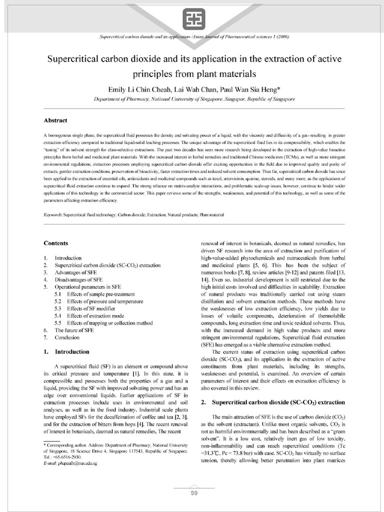 Supercritical Dioxide Carbon Extraction | PDF