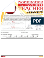 Favorite Teacher Nomination 2015