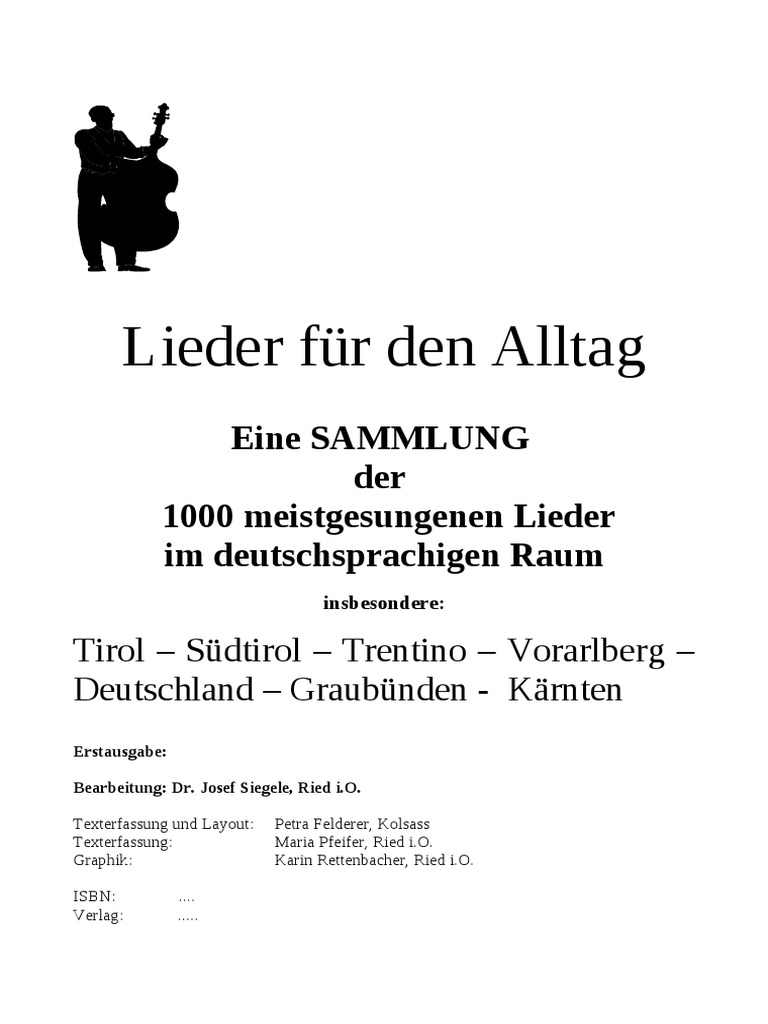 VOLKSLIEDER - Tirol - Südtirol - Österreich - Bayern - Deutschland Liederbuch-Gesamtassung-1 Bild