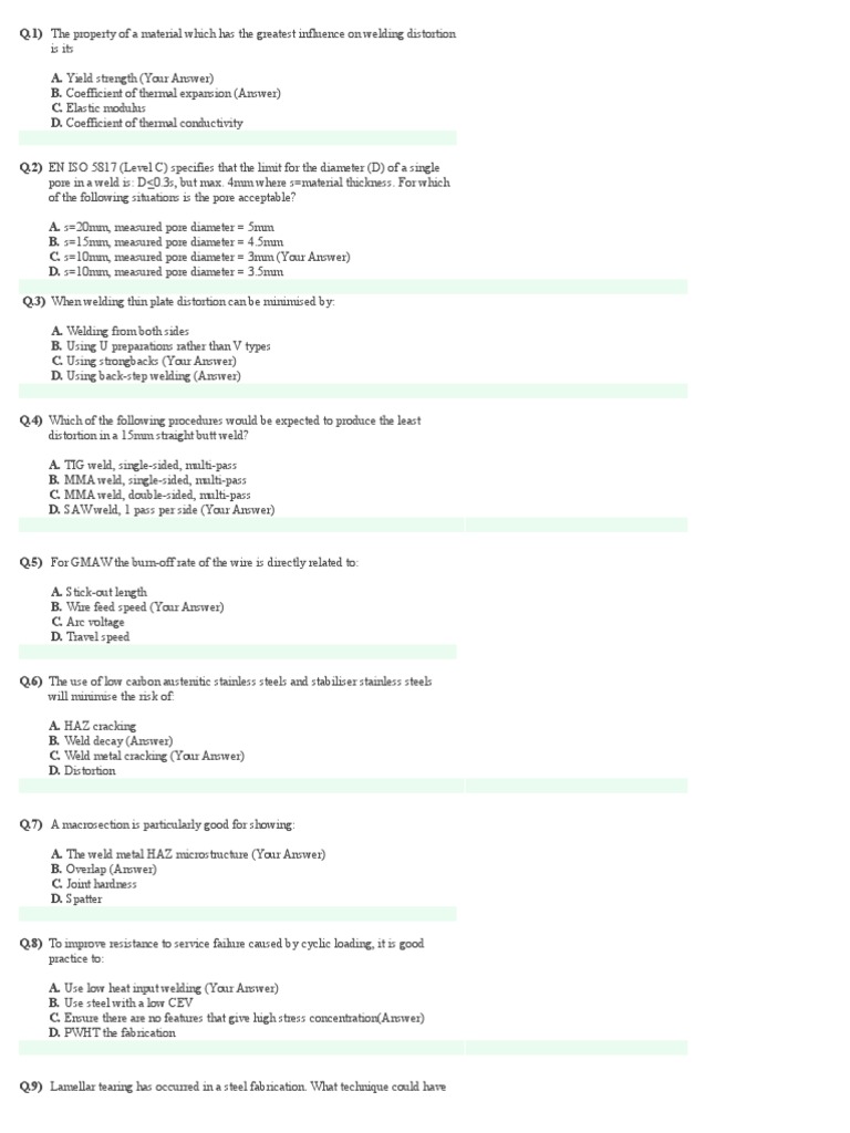 Welding Quiz PDF Welding Construction
