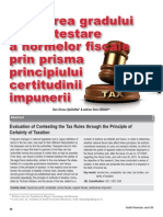 Evaluarea Gradului de Contestare A Normelor Fiscale Prin Prisma Principiului Certitudinii Impunerii