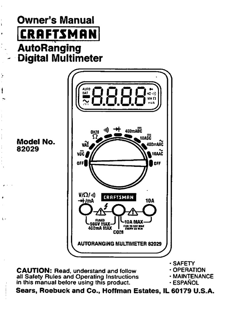 Craftsman AutoRanging Multimeter Guide | PDF | Fuse (Electrical ...