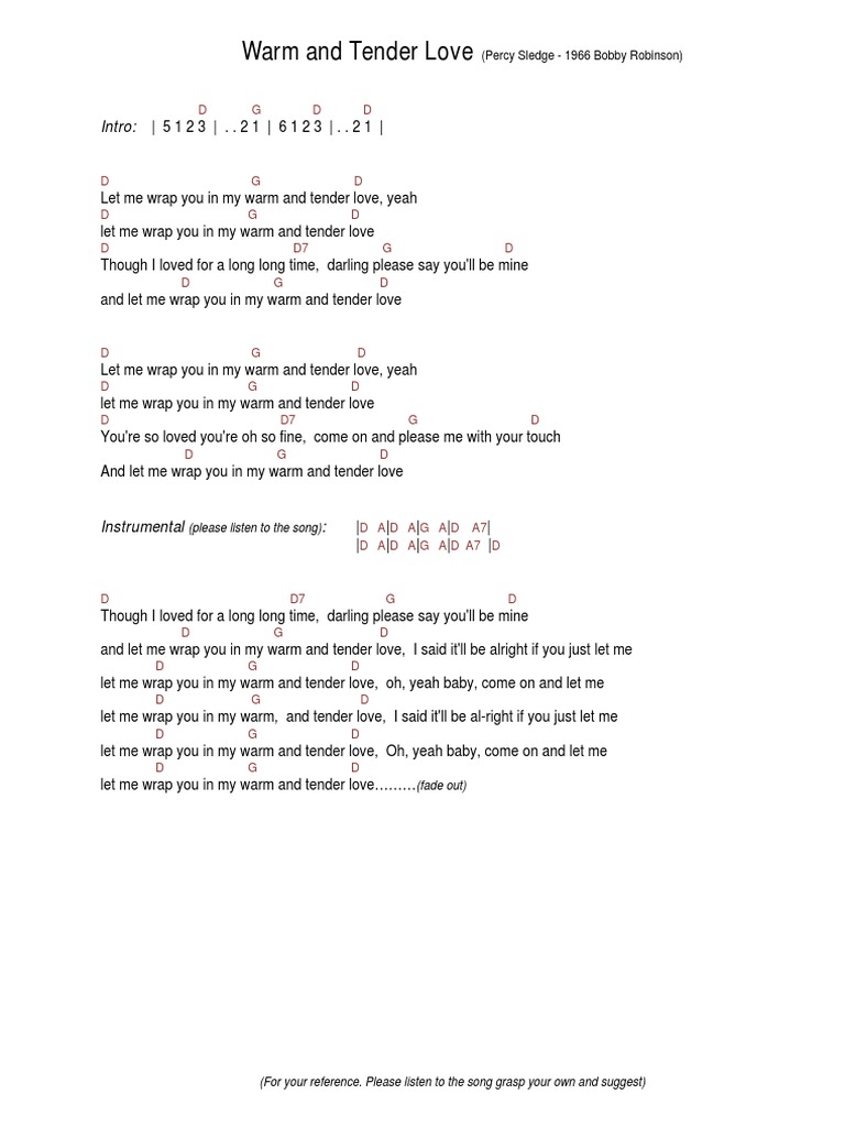 Warm and Tender Love (Percy Sledge - 1966 Bobby Robinson) PDF 