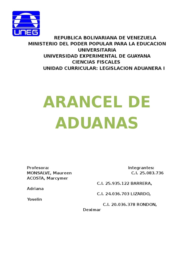 Arancel de Aduanas en Venezuela | PDF | aduana | Arancel
