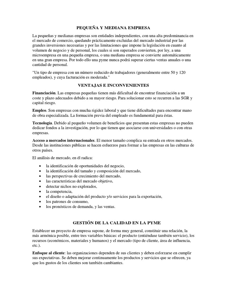 Claves para la Gestión de PYMEs y Calidad | PDF | Pequeñas y medianas ...