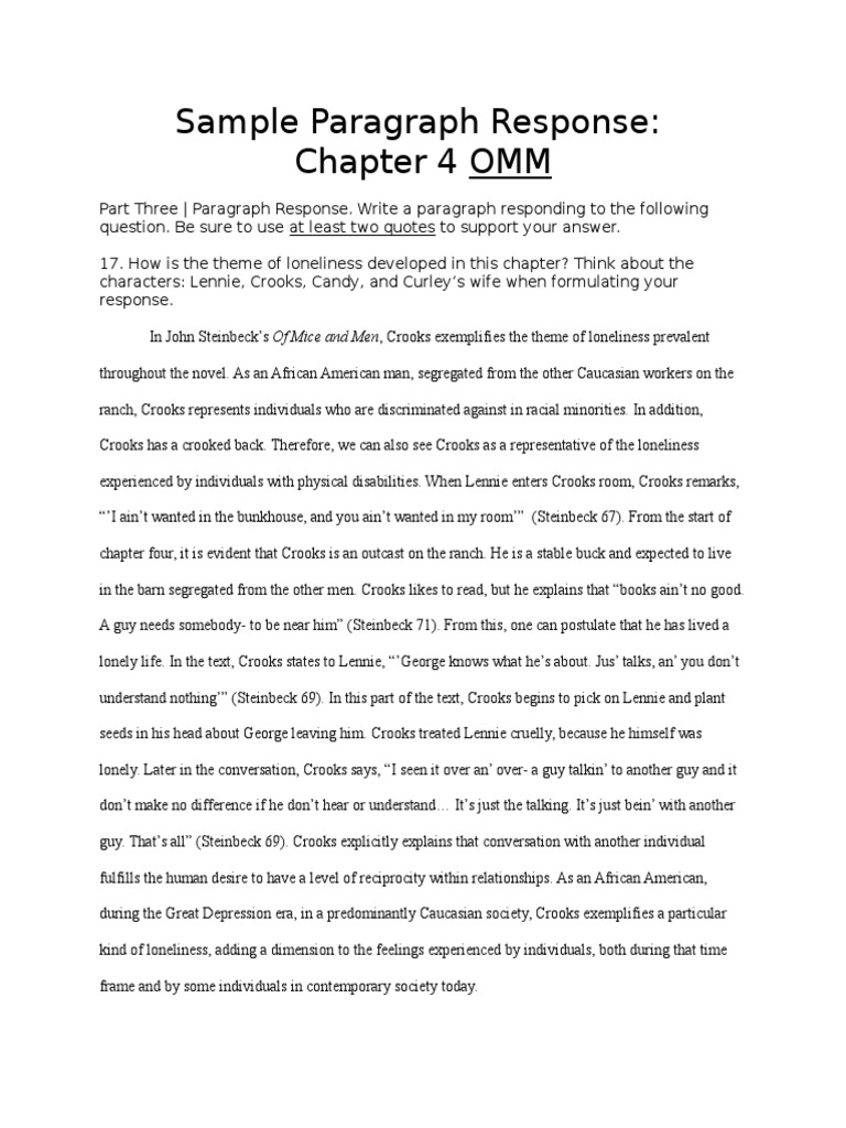 Sample Paragraph Response | PDF