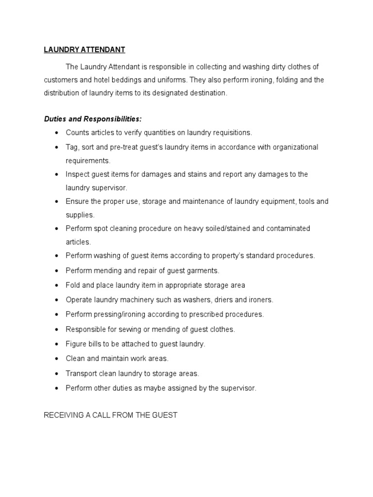 Laundry Attendant PDF Washing Machine Shirt