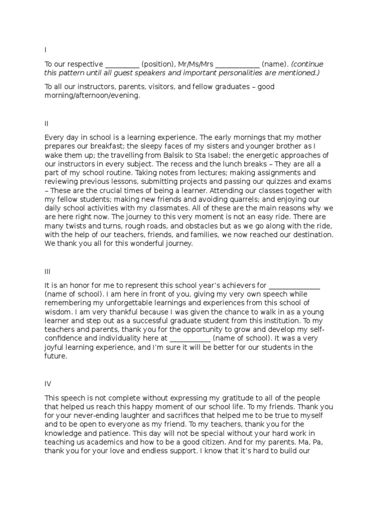 Graduation speech for elementary valedictorian picture