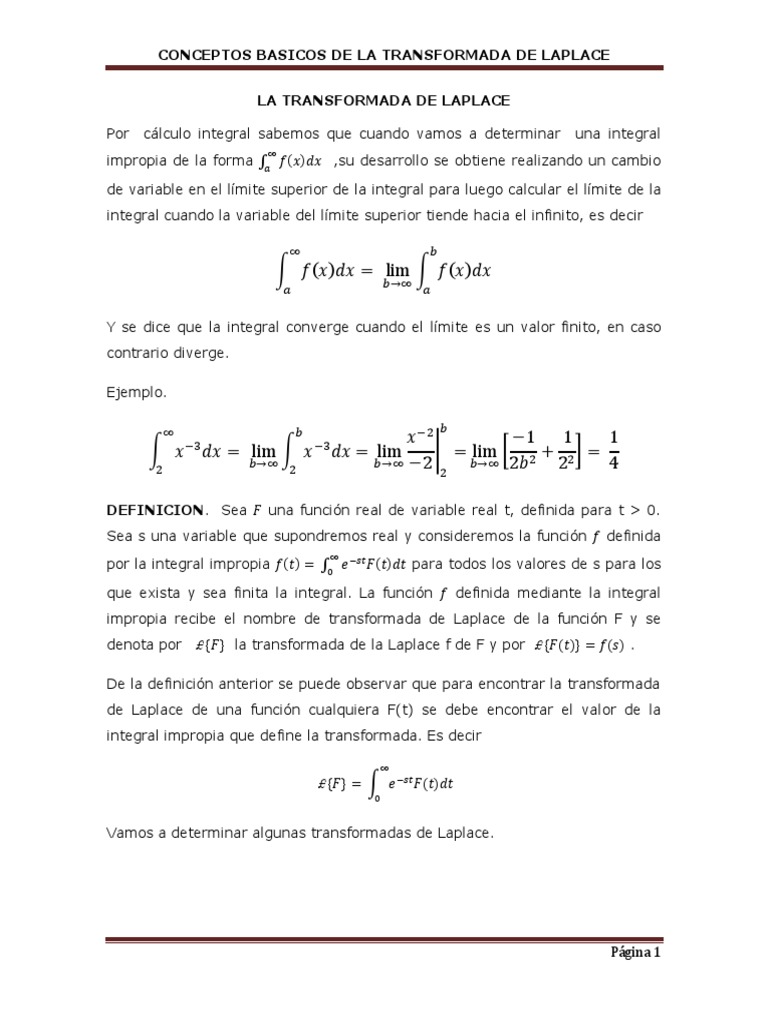Conceptos Clave de la Transformada de Laplace | PDF | Límite ...