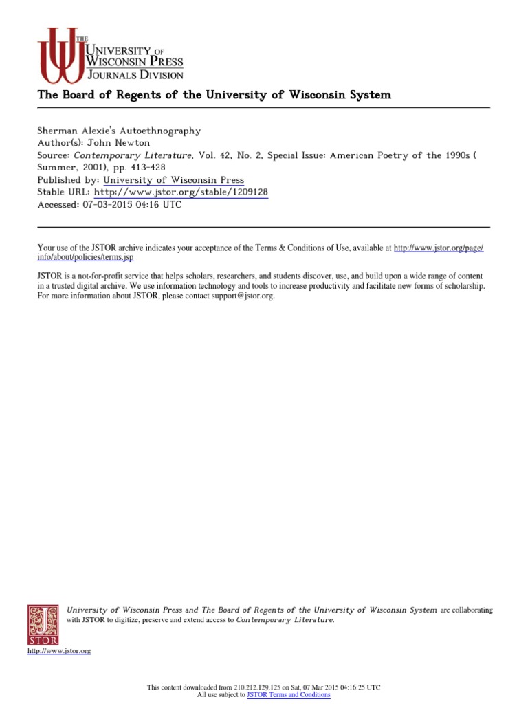 Sherman Alexie Article | PDF | Native Americans In The United States ...