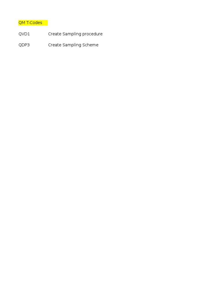 QM T-Codes for Sampling Procedures | PDF