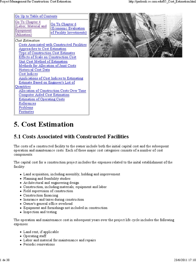 Construction Cost Estimation Methods | PDF | Production Function ...