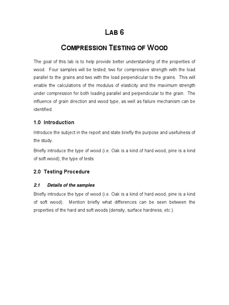 Wood Compression Testing Report | PDF | Strength Of Materials | Wood