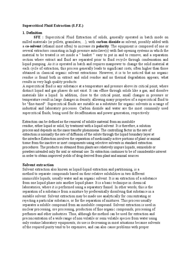 Supercritical Fluid Extraction Overview | PDF | Supercritical Fluid ...