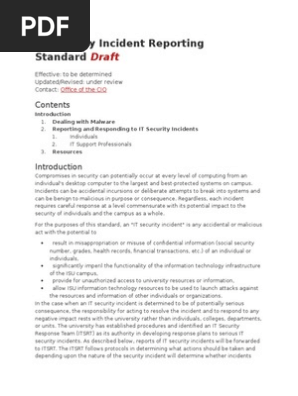 IT Security Incident Reporting Standard