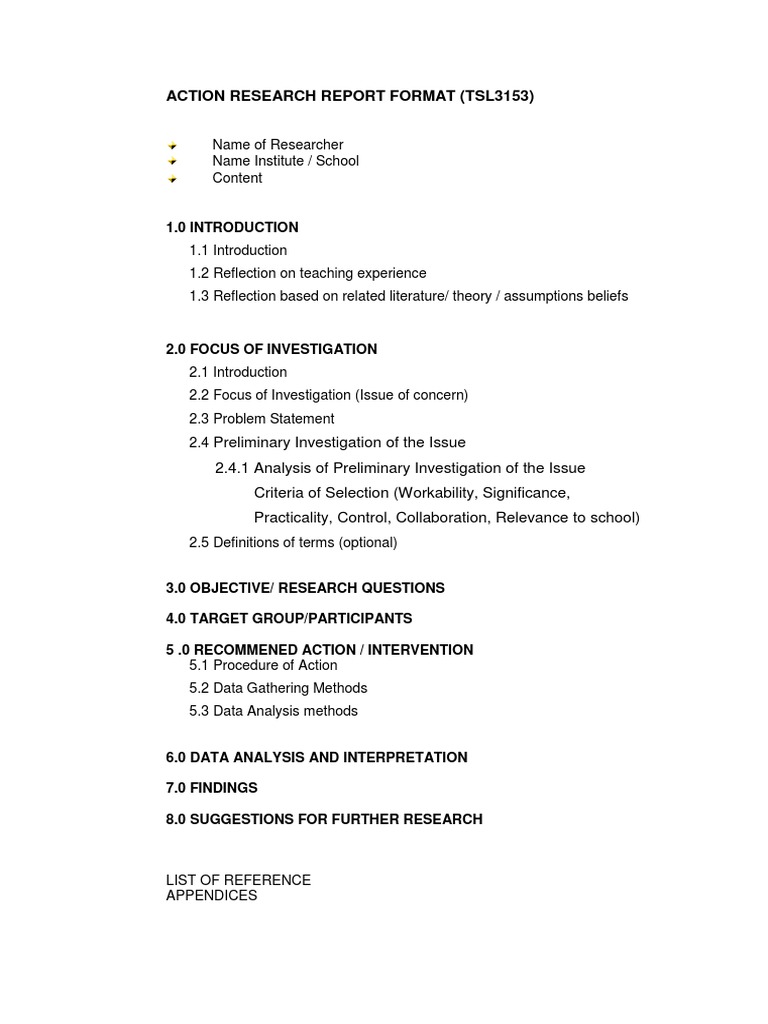 Action Research Report Format 2005 | PDF | Career & Growth