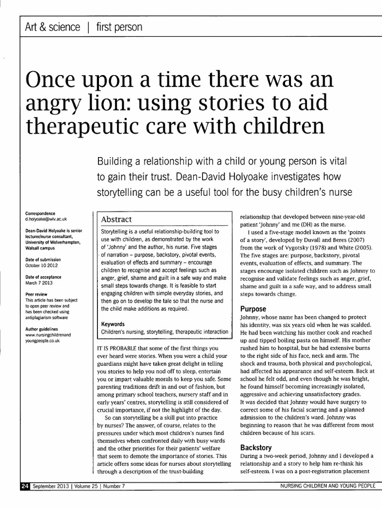 Therapeutic Storytelling Lion PDF | PDF | Storytelling | Psychotherapy