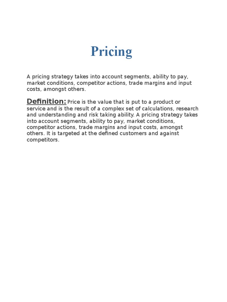 Effective Pricing Strategies Explained | PDF