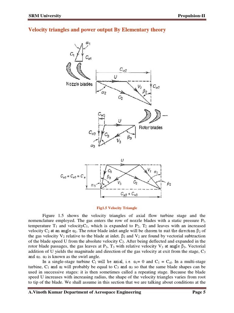 Velocity Triangles in Axial Turbines | PDF | Turbine | Mechanics