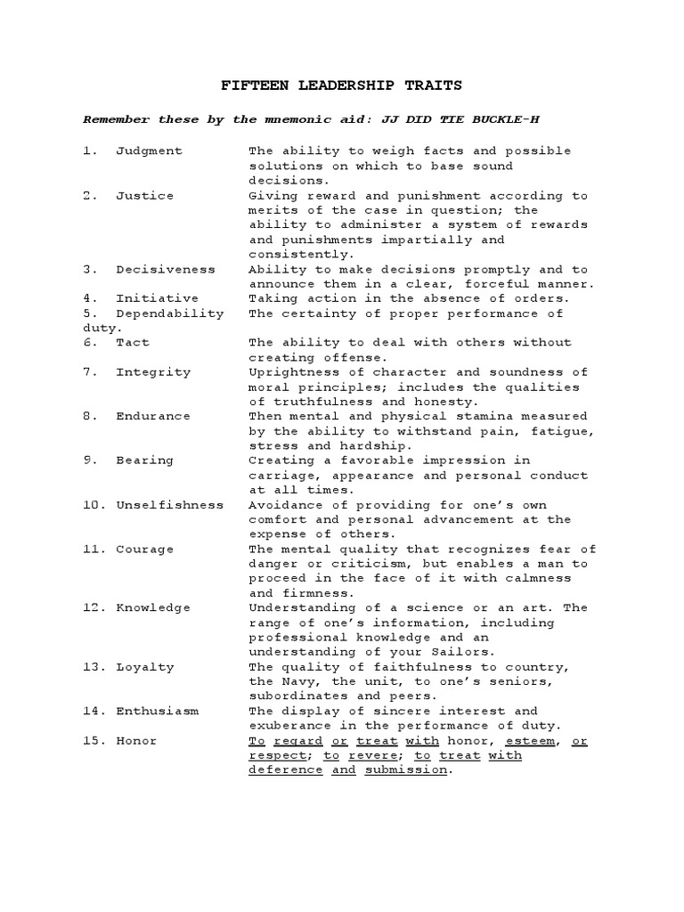 Leadership Traits for Success: JJ DID TIE BUCKLE-H | PDF
