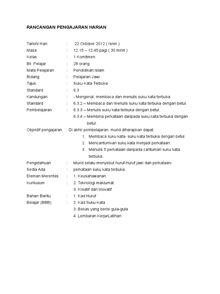 Contoh Soalan Jawi Suku Kata Terbuka - Resepi Ayam b