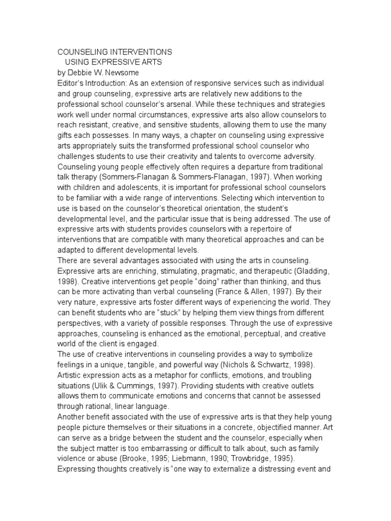 Expressive Arts in School Counseling | PDF | Self-Improvement