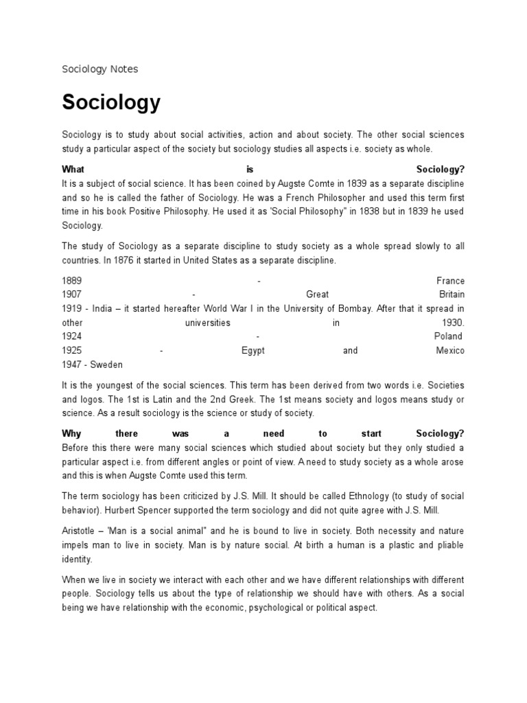 sociology essay on social order