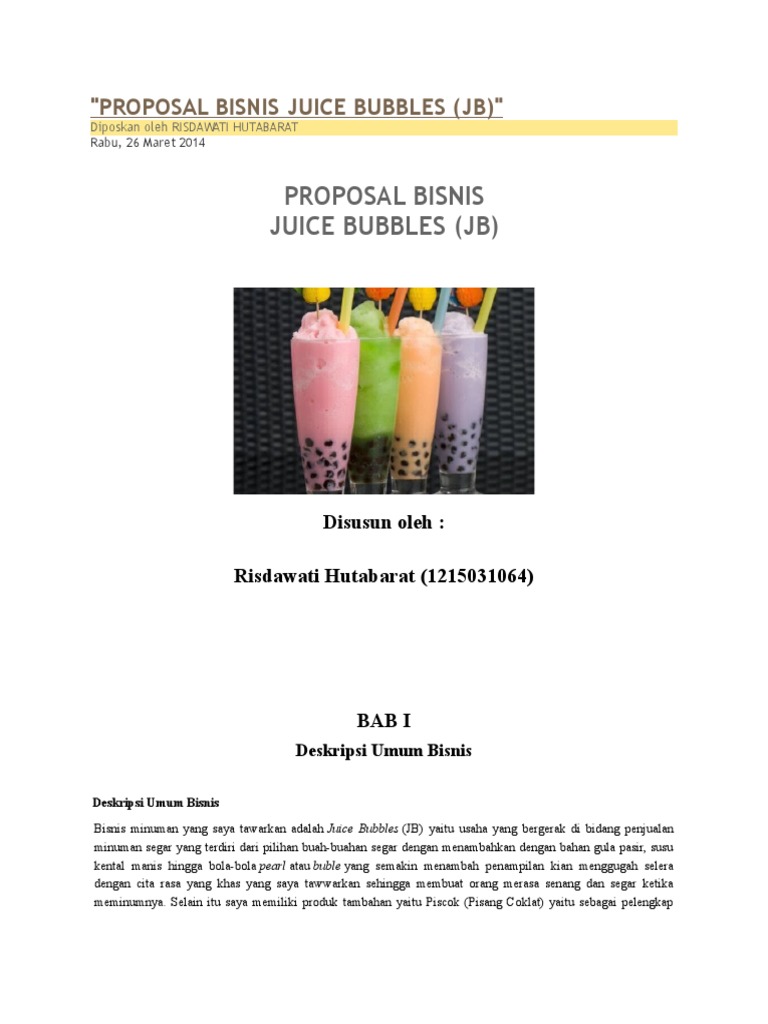 Proposal Bisnis Juice Bubbles