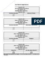 Time Table of Night Bus Services