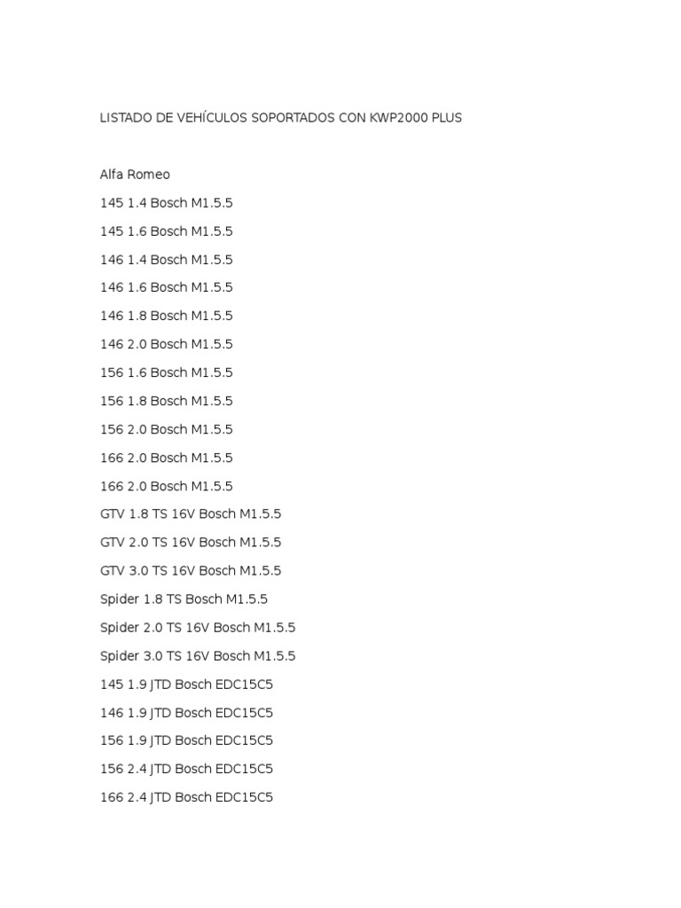Vehículos Compatibles con KWP2000 Plus | PDF | Estilos de carrocería ...