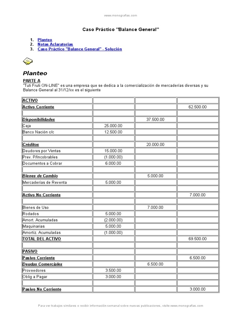 Ejemplo de Balance General Contable | PDF | Cheque | Hoja de balance