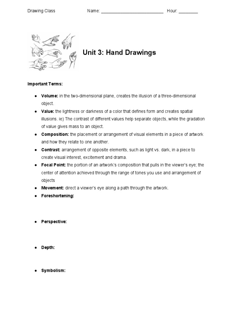 Key Terms in Hand Drawing Techniques | PDF | Teaching Methods & Materials