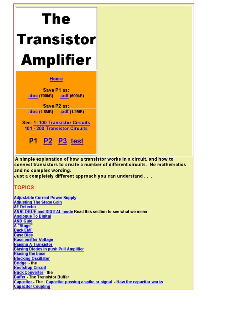 Understanding Transistor Amplifiers | PDF | Bipolar Junction Transistor ...