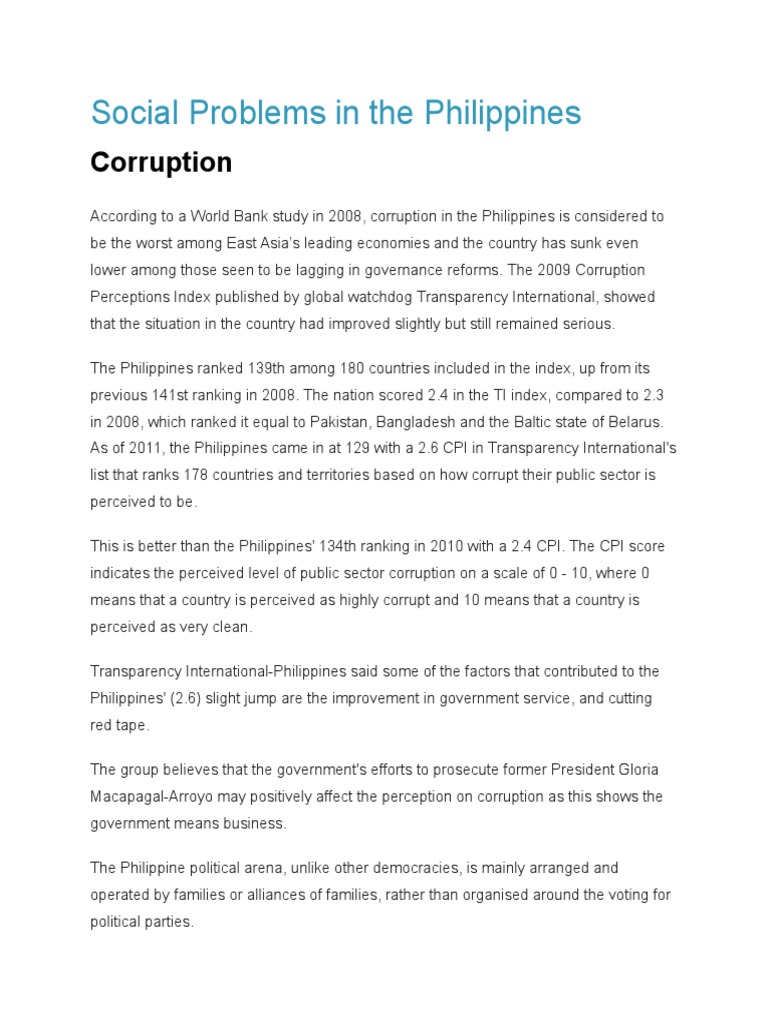 Social Problems Of The Philippines Economic Growth Philippines