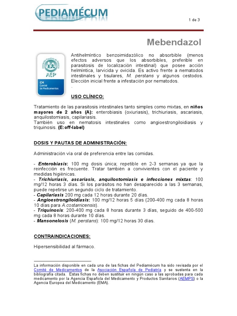 mebendazol precio españa