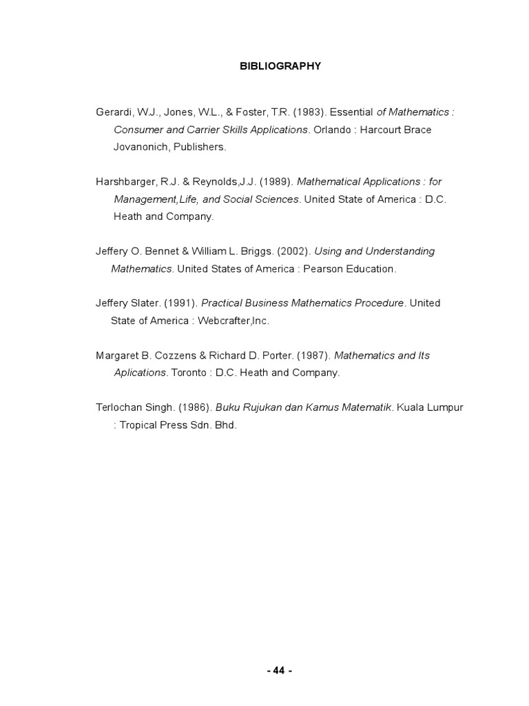 Essential Mathematics Bibliography | PDF