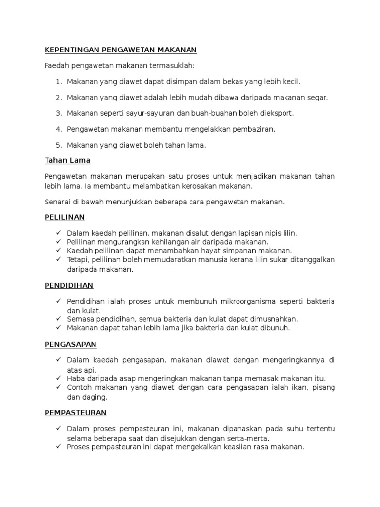 KEPENTINGAN PENGAWETAN MAKANAN