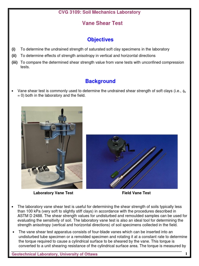 CVG3109 Lab Vane Shear Test 2014 PDF Soil Mechanics Geotechnical Engineering