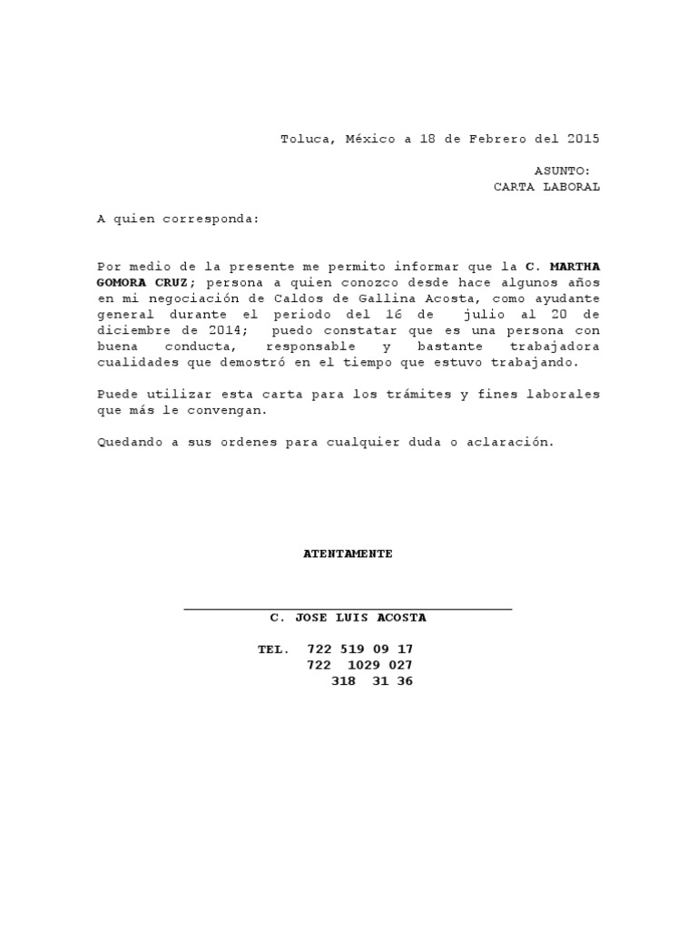 Carta Laboral