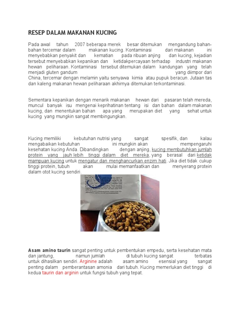 Resep Dalam Makanan Kucing Simi