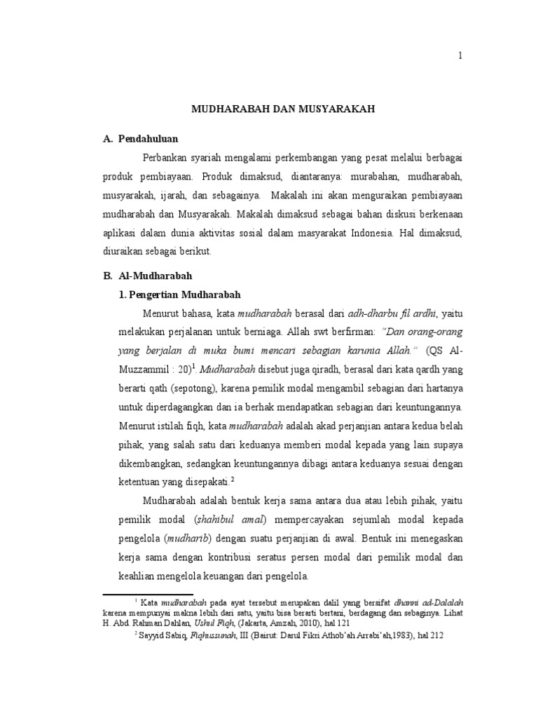 Mudharabah Dan Musyarakah
