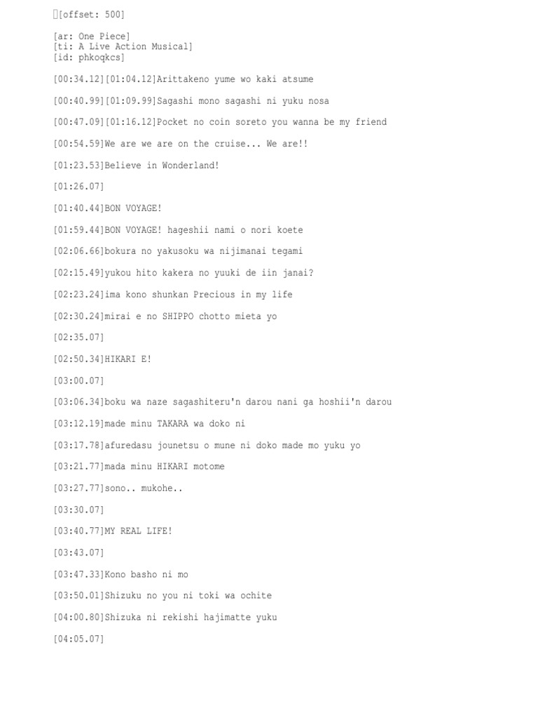One Piece Live Action Musical Script | PDF