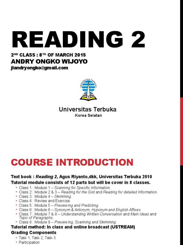 Reading Course Overview & Strategies | PDF | Paragraph | Cognition