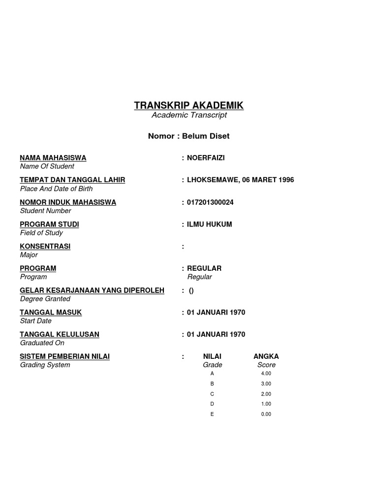 Transkrip Akademik: Academic Transcript | PDF | Career & Growth | Travel