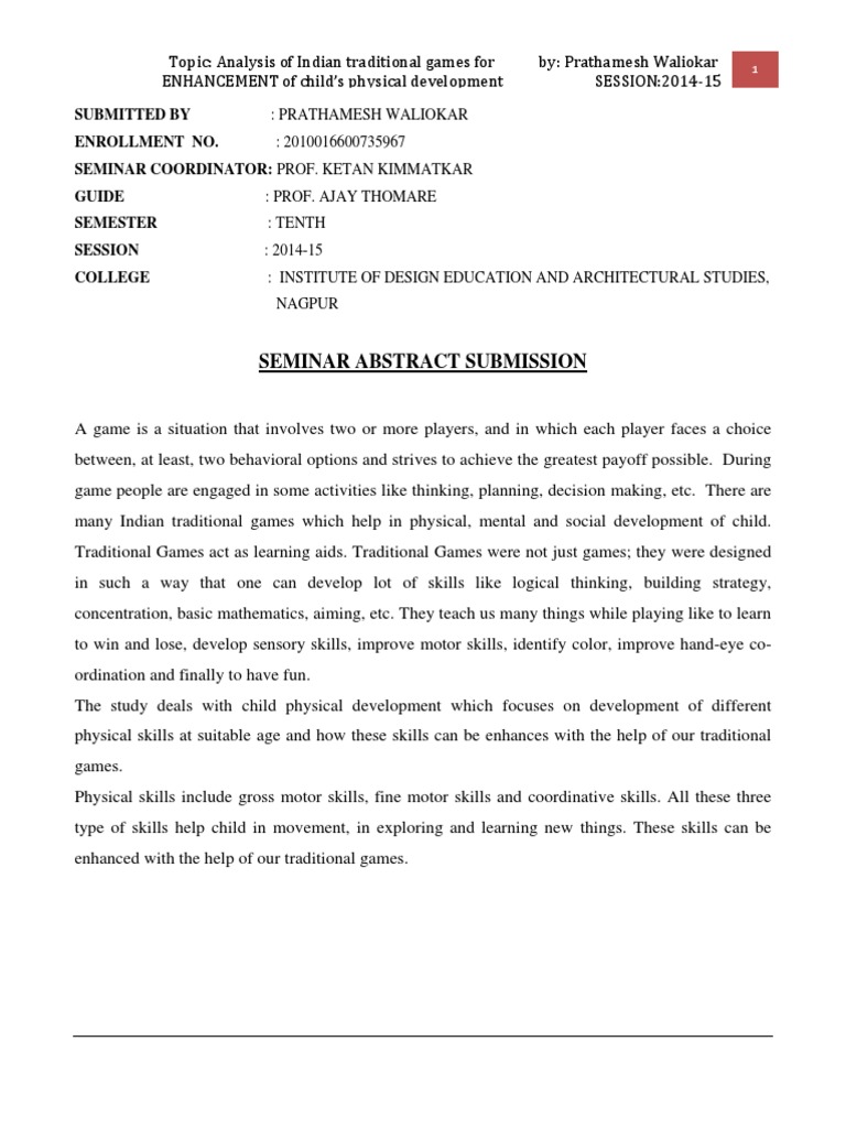 Seminar Abstract Submission: Nagpur | PDF