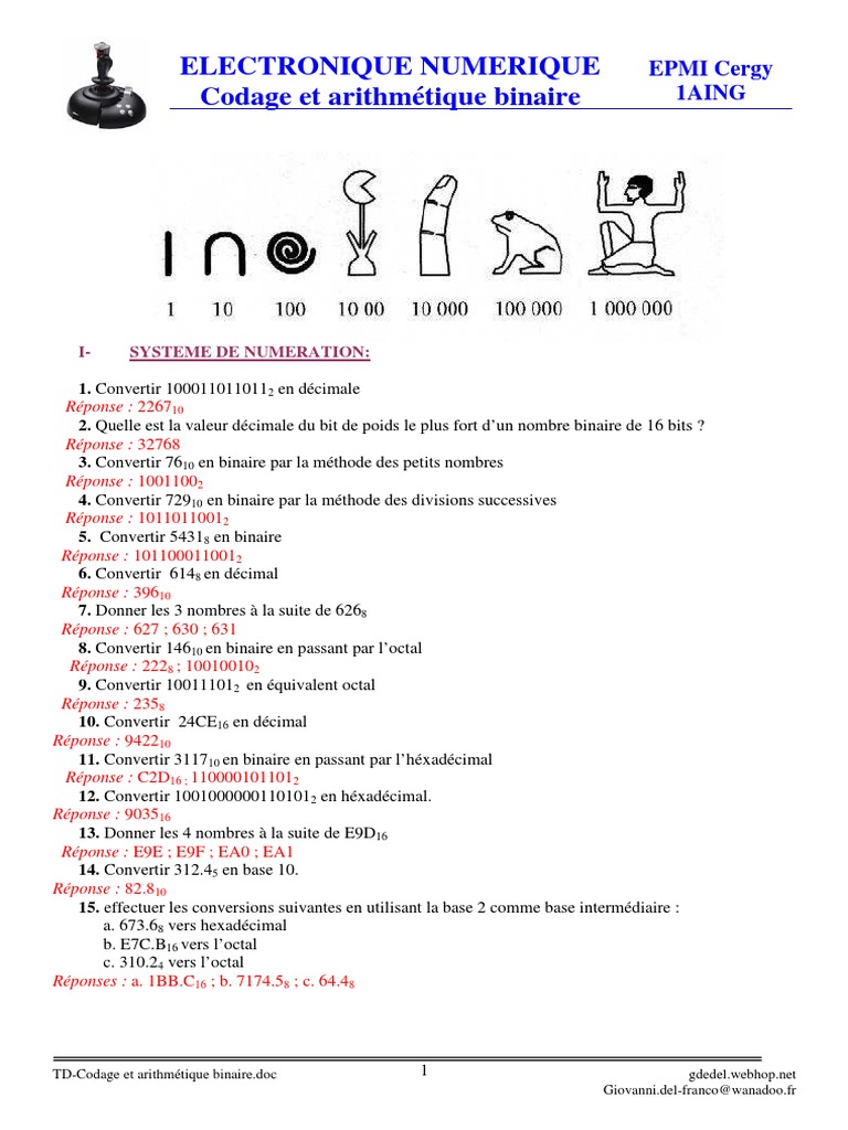 Système De Numération Cours Et Exercices Corrigés Pdf TD-Les Systèmes de Numération-Corrigé | PDF | Lexicologie | Arithmétique