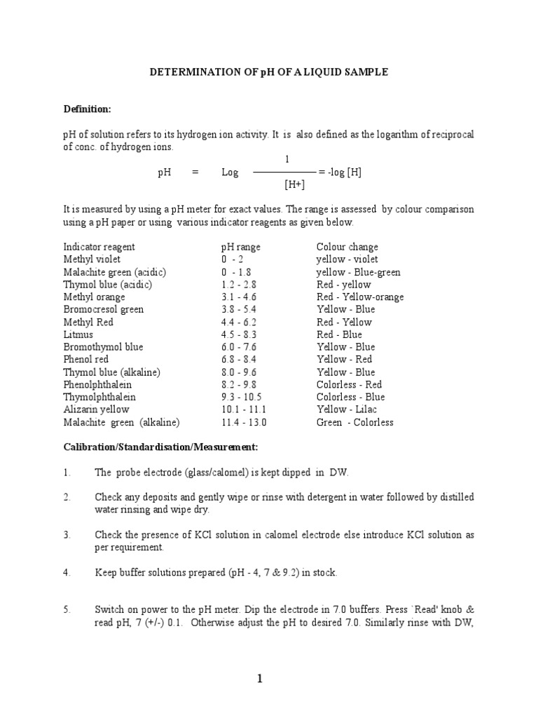SOP Water Analysis | PDF | Ph | Titration